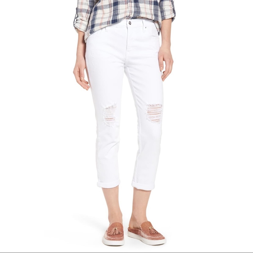Sanctuary NWT Ripped Slim Boyfriend White Jeans